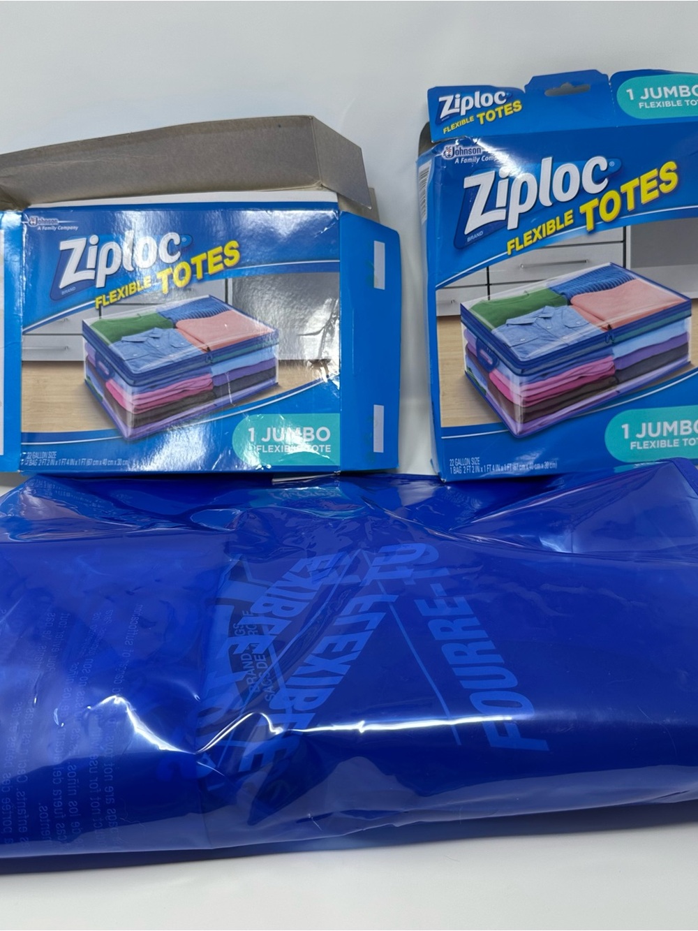Set of Two Ziploc Flexible Totes Jumbo Reusable Storage Tote New open box, RARE